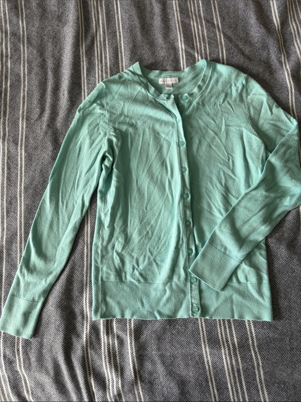 Tiffany Blue Crewneck Cardigan Sweater - Women